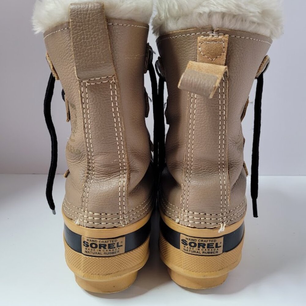 SOREL Wool Lined "Manitou" Womens Size 6 Boots Brown/Black/Yellow Vintage Rare - Picture 6 of 13